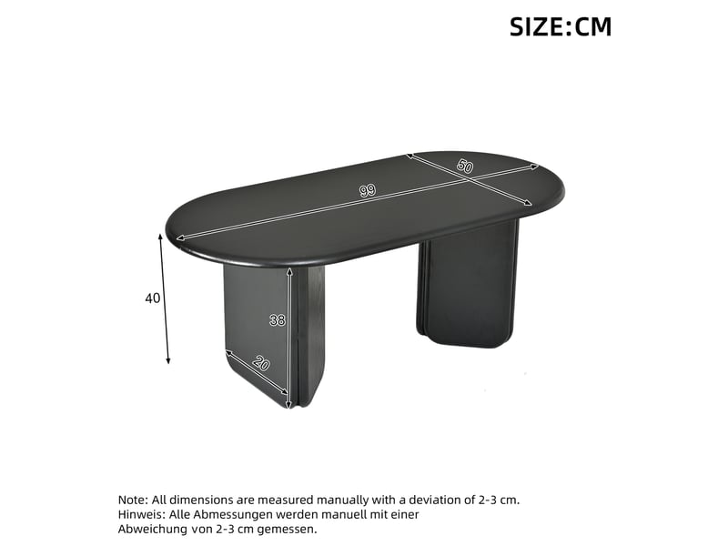  Table basse ovale noire 99 x 50 cm en mdf evryae  - Conforama E