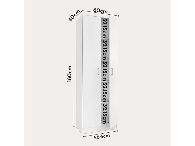 Ray - armoire 2 portes 4 étagères blanc RAY-2POR-BLA - Conforama E