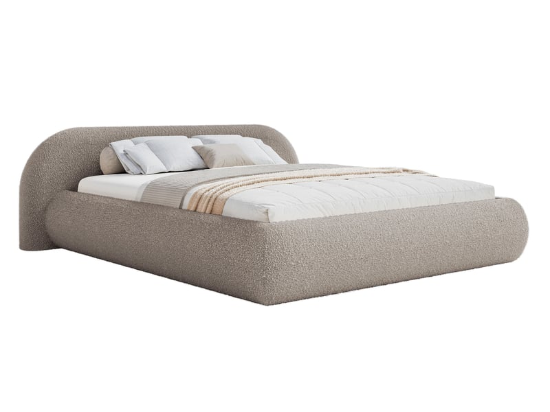  Selsey shels - lit rembourré - 200x200 cm - bouclé gris Shels Low - Conforama A
