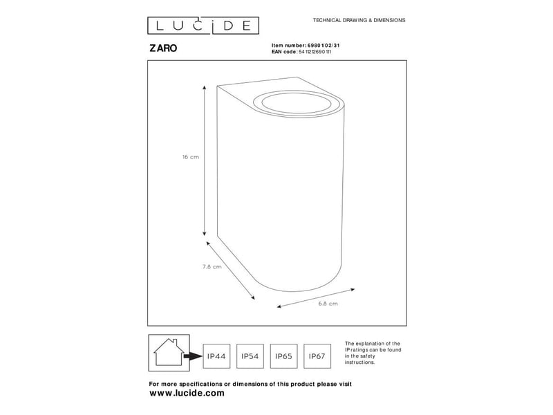 Applique murale cylindrique 2xgu10 blanche - lucide - zaro  - Conforama E
