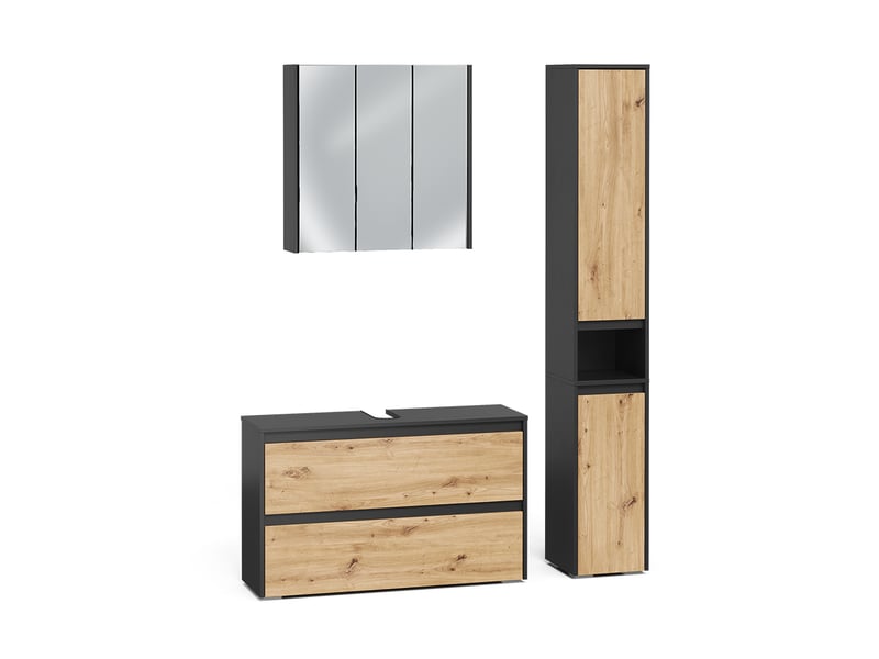 Vicco meubles bain, anthracitechêne artisan, 3 pièces - Conforama A