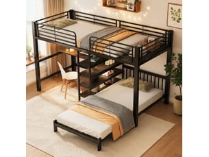 Lit combiné 2x90x200 cm <strong>HAUSS SPOLE</strong> <strong></strong> coloris noir