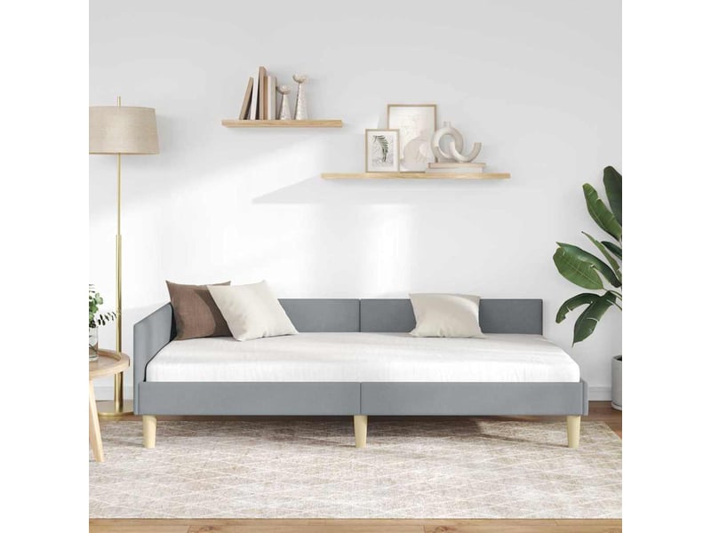  Lit simple- lit adulte -  cadre de lit d'angle gris clair 80 x 200 cm tissu  - Conforama B