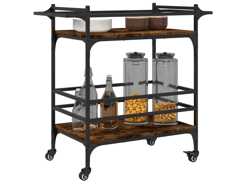  Desserte de cuisine, chariot de rangement chêne fumé 82x40x78,5 cm bois d'ingénierie  - Conforama E