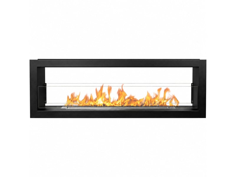 Montefalco 120 - cheminée à bioéthanol encastrable double face 120x40x15 cm avec brûleur en acier de 1,25 l - Conforama D
