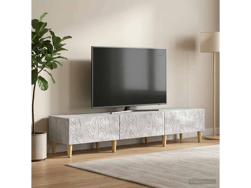  Meuble tv - banc tv - meuble de rangement 147 x 34,5 x 30 cm gris béton bois d'ingénierie  - Conforama C