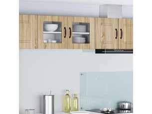 Meuble mural de cuisine, cabinet en verre mural 2 pc chêne sonoma