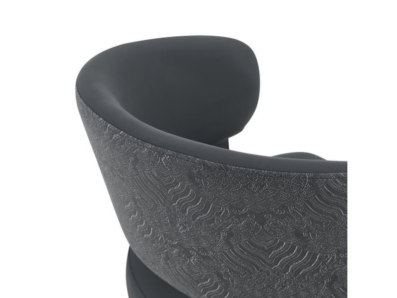 Chaises de salle à manger mid-century – lot 2, fauteuils tonneau rétro, dossier motif, cuir synthétique, pieds robustes - Conforama E