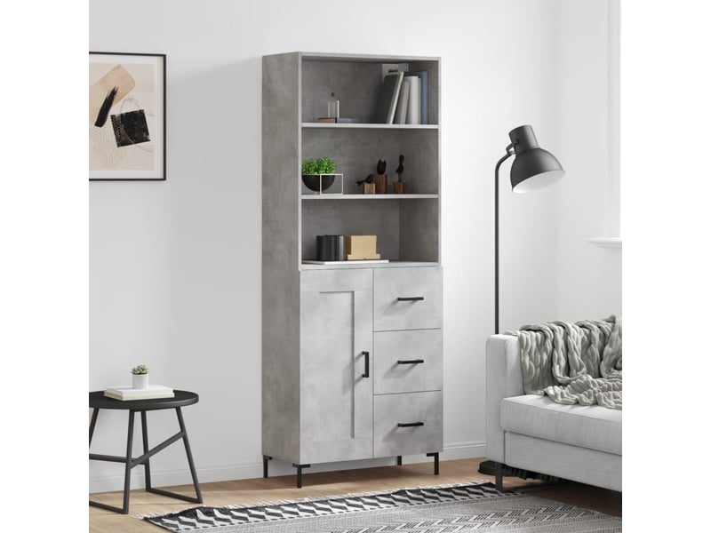 Buffet haut - bahut - meuble de rangement gris béton 69,5x34x180 cm bois d'ingénierie - Conforama B