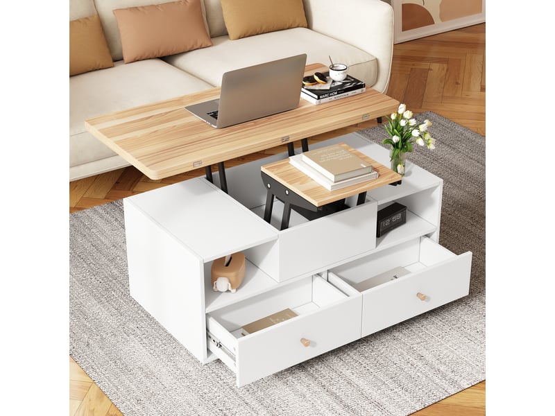  Table basse relevable hydraulique convertible en table à manger  - Conforama E
