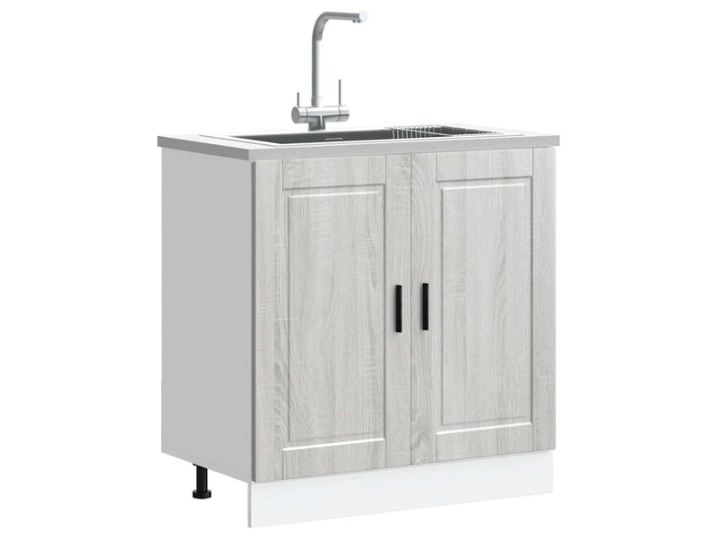  Meuble de cuisine, meuble bas pour évier sonoma gris bois ingénierie  - Conforama B