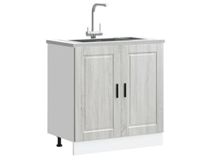 Meuble de cuisine, meuble bas pour évier sonoma gris bois ingénierie