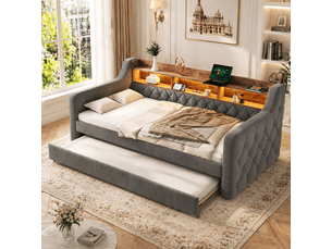 Lit gigogne 90x190 cm <strong></strong>  <strong>Morn Vibe</strong> coloris gris