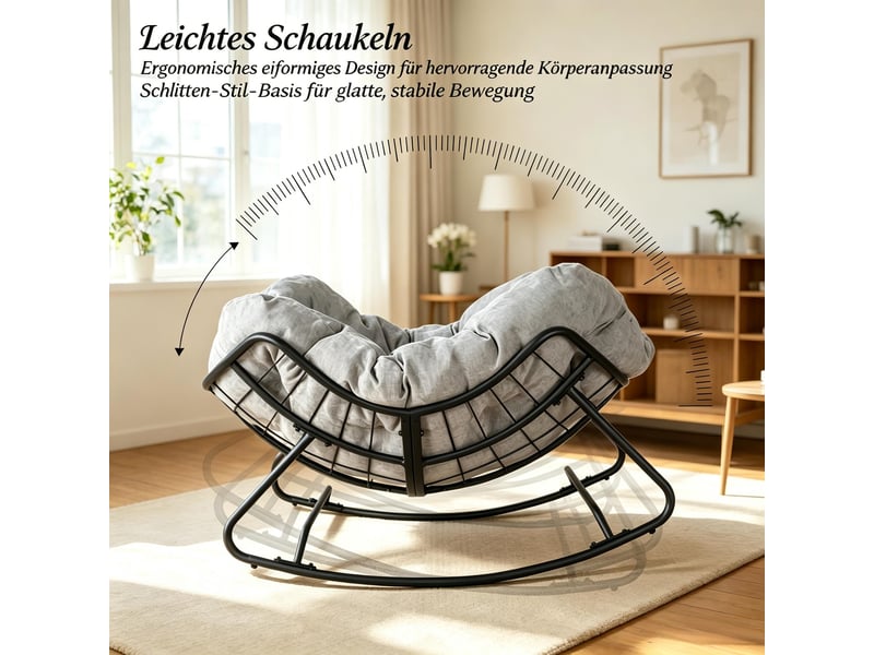  Fauteuil à bascule demi-cercle en chenille avec cadre en métal 150 kg  - Conforama W