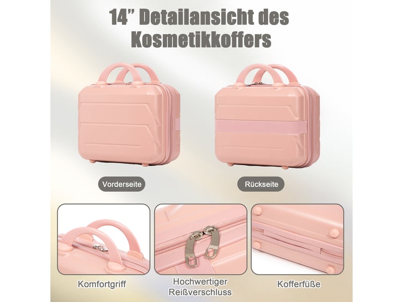 Set de 4 valises rigides,avec serrure à code et roues pivotantes,abs,roses - Conforama D