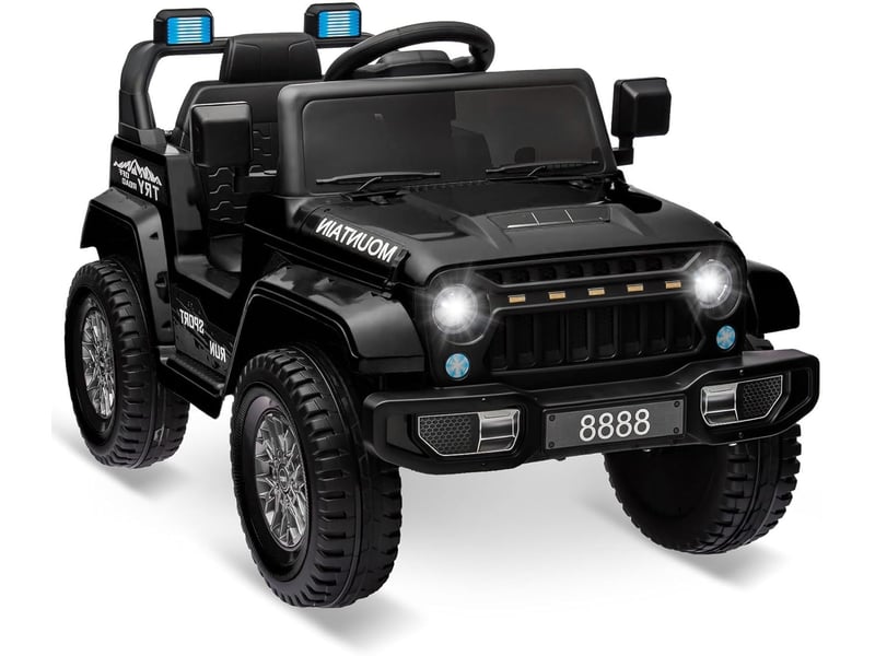  Voiture électrique pour enfant 12 v, télécommande parentale, 2 moteurs, 6,5 kmh, led, ceinture de sécurité – noir PTO_0YTD6O4D - Conforama A