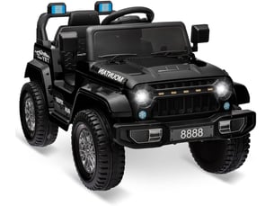 Voiture électrique pour enfant 12 v, télécommande parentale, 2 moteurs, 6,5 kmh, led, ceinture de sécurité – noir