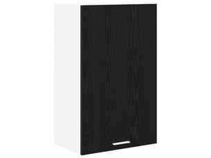 Meuble de rangement cuisine, armoire suspendue chêne noir et blanc 50x31x80cm