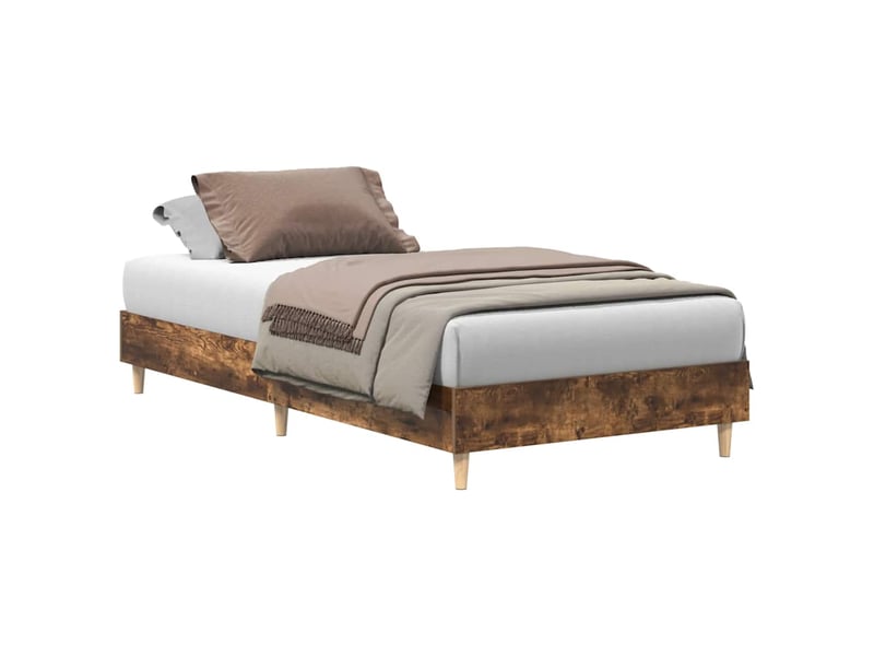  Lit simple- lit adulte -  cadre de lit sans matelas chêne fumé 100x200 cm bois ingénierie  - Conforama A