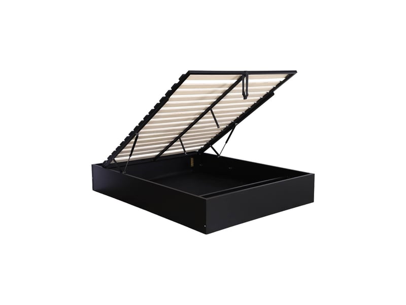  Lit coffre sommier à lattes 140x190cm décor bois noir - lift  - Conforama A