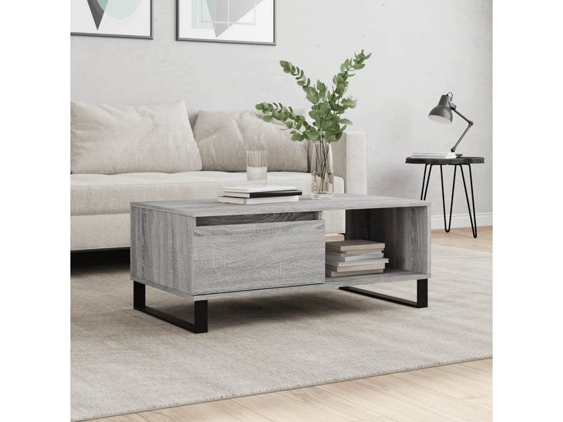  Table basse rectangulaire | table de salon sonoma gris 90x50x36,5 cm bois d'ingénierie shl6986  - Conforama B