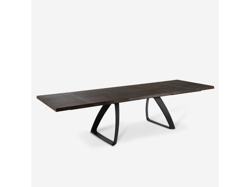  Table extensible en chêne plaqué 200300x100 timber - marron foncé  - Conforama C