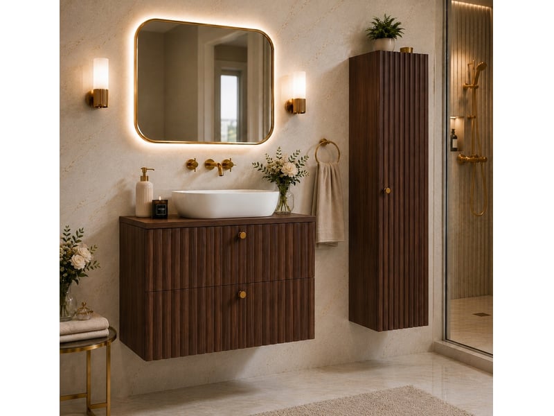  Demi colonne suspendue de salle de bain bello noyer foncé 35 × 68 cm  - Conforama B
