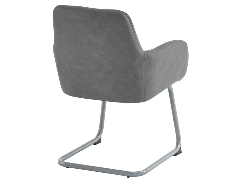  Lot de 2 chaises de salle à manger,avec accoudoirs,cuir microfibre,gris  - Conforama E