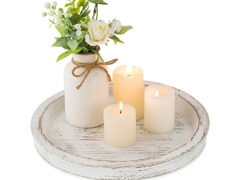Rond decoratif bougie chandelier deco pour centre de table blanc - Conforama A