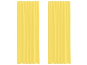 Lot de 2 rideaux en voile, voilages avec passe-tringles jaune cf44469