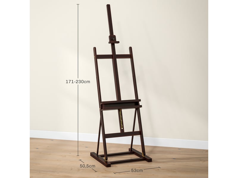  Chevalet en bois hauteur réglable 171-230cm marron chevalet peinture avec rangement inclinaison réglable 80° max.  - Conforama C