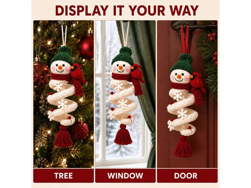  Lot de 2 kits diy crochet bonhomme de neige en spirale – pour débutants, ornements de noël à réaliser soi-même-style 11  - Conforama E