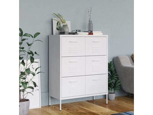 Armoire de rangement bureau, armoire à tiroirs blanc 80x35x101,5 cm acier