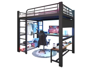 Lit mezzanine 140x200 cm <strong></strong>  <strong></strong> coloris noir