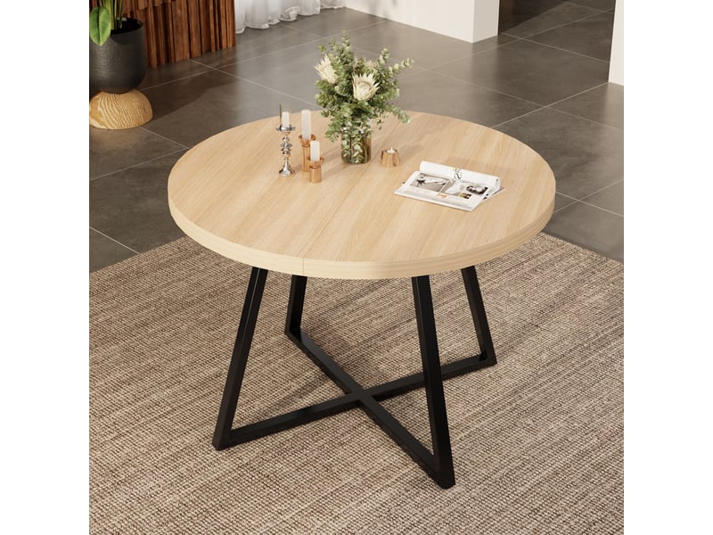  Table à manger extensible 100140 x 100 cm, 4 à 6 personnes, coloris chêne Jamama eleni - Conforama R