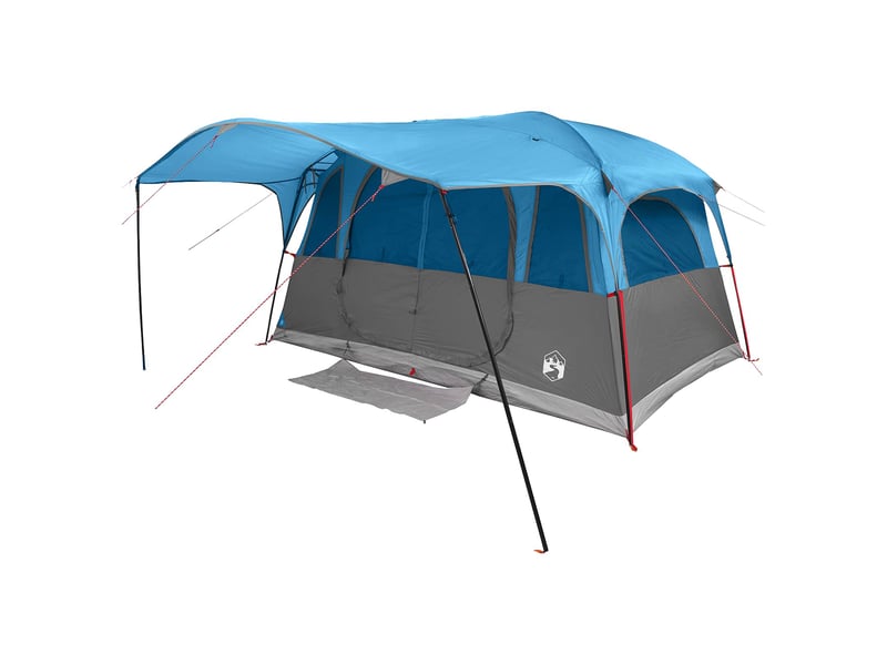 Tente tunnel, tente de camping 12 personne bleu polyester et acier - Conforama C