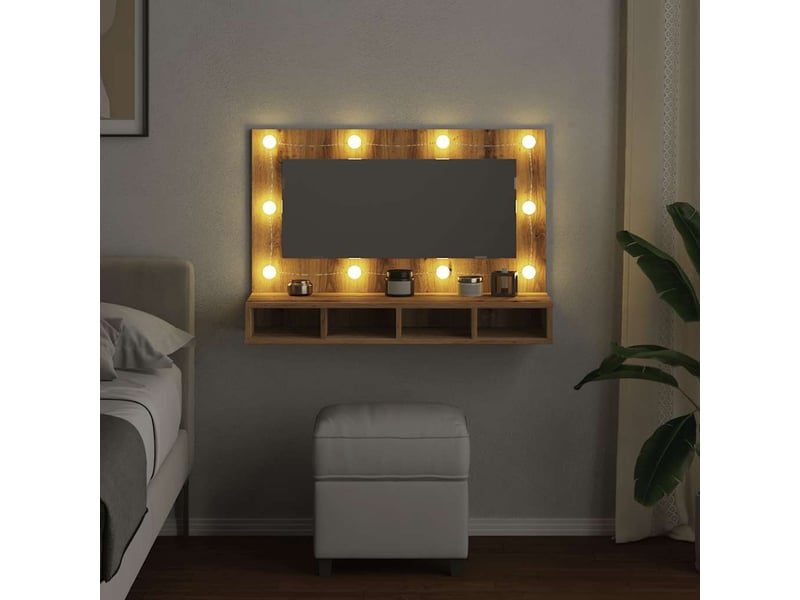 Armoire à miroir avec led chêne artisanal 90x31.5x62 cm - Conforama D