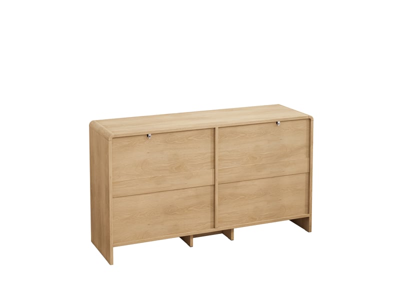  Commode 6 tiroirs en panneaux de particules et rotin naturel à angles arrondis pour chambre  - Conforama D