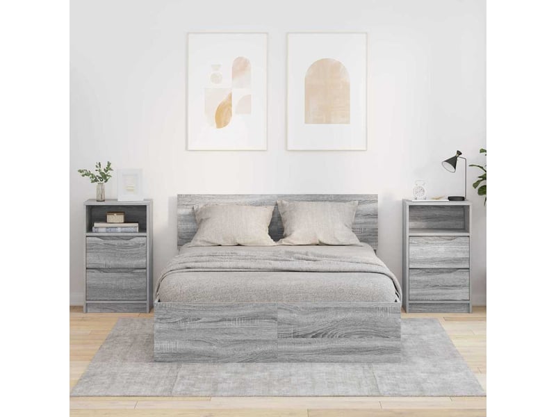 Tables de chevet avec tiroir 2 pièces gris sonoma 40 x 30 x 467 cm - Conforama B