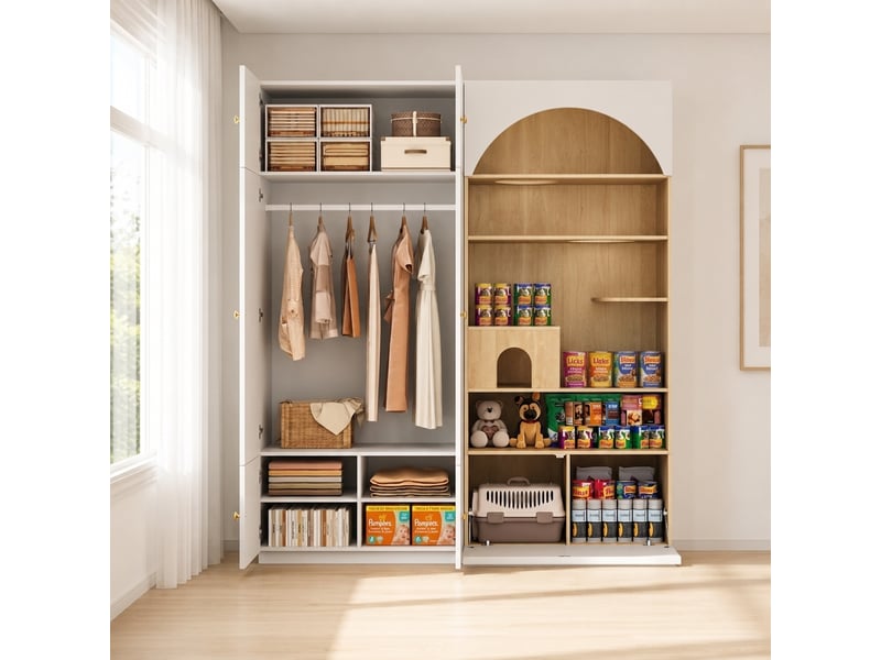 Armoire multifonction 3 en 1 ensemble vestiaire avec penderie et mur d'escalade 270x50x200cm blancbois - Conforama C