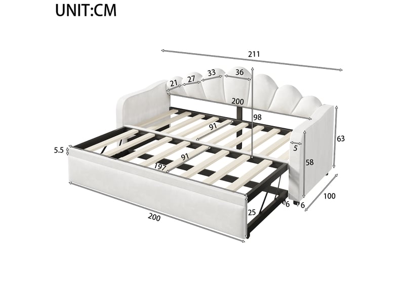 Lit adulte chambre 90x200 cm couchage extensible led en velours blanc gain de place homvra - Conforama E