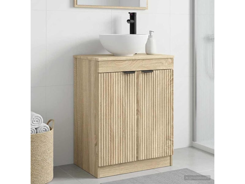  Meuble salle de bain avec évier, meuble de rangement chêne sonoma 54x35x83 cm shl9615  - Conforama B