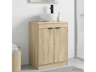 Meuble salle de bain avec évier, meuble de rangement chêne sonoma 54x35x83 cm shl9615