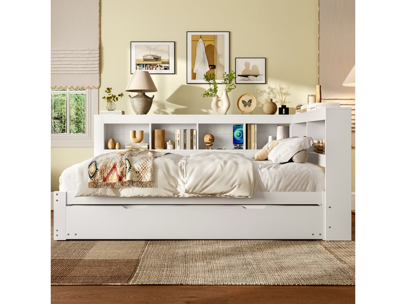  Lit gigogne 140x200cm coloris blanc mdf lit enfant blanc - Conforama D