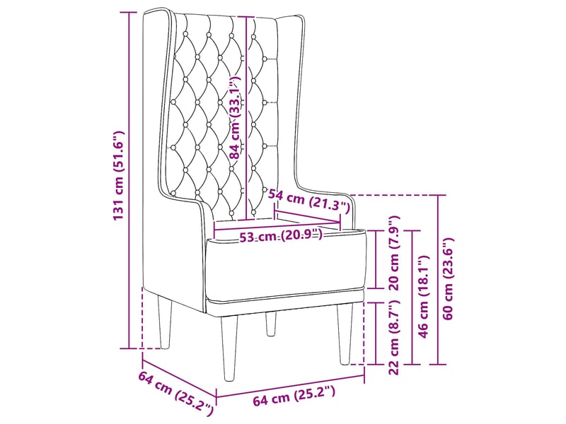 Vidaxl chaise à dossier haut avec boutons capitonnés bleu police - Conforama C