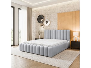 Lit coffre 200x200 cm <strong>MASSENO</strong> <strong></strong> coloris gris