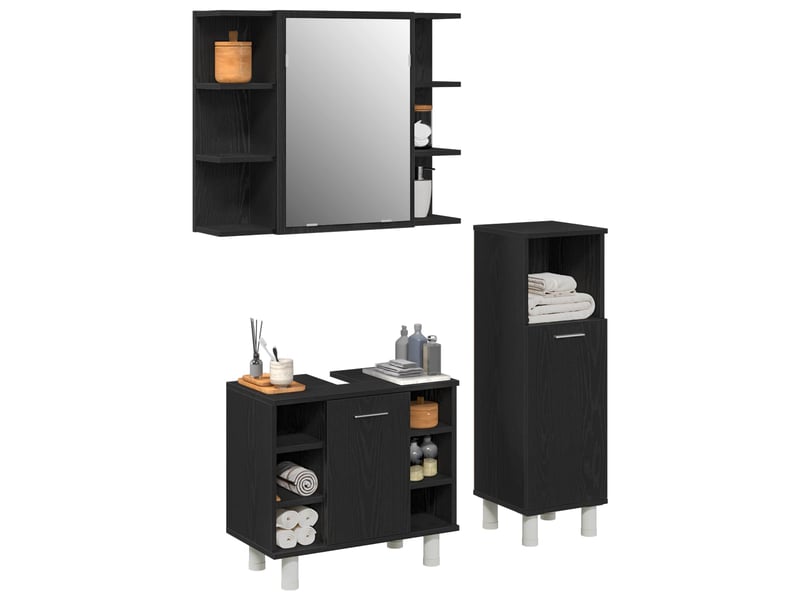  Ensemble de mobilier de salle de bain 3 pc noir cf64409  - Conforama C