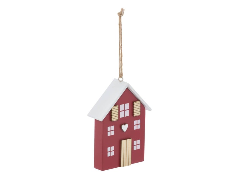  Suspension de sapin maison en bois rouge et vert 10 cm  - Conforama E