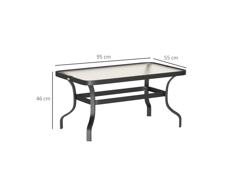  Table basse de jardin, table d'appoint extérieur métal noir 95x55x46cm  - Conforama E