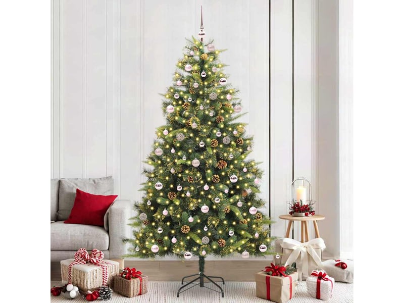 Sapin de noël artificiel, arbre de noël avec branches pliables et cônes vert shl5764 - Conforama B